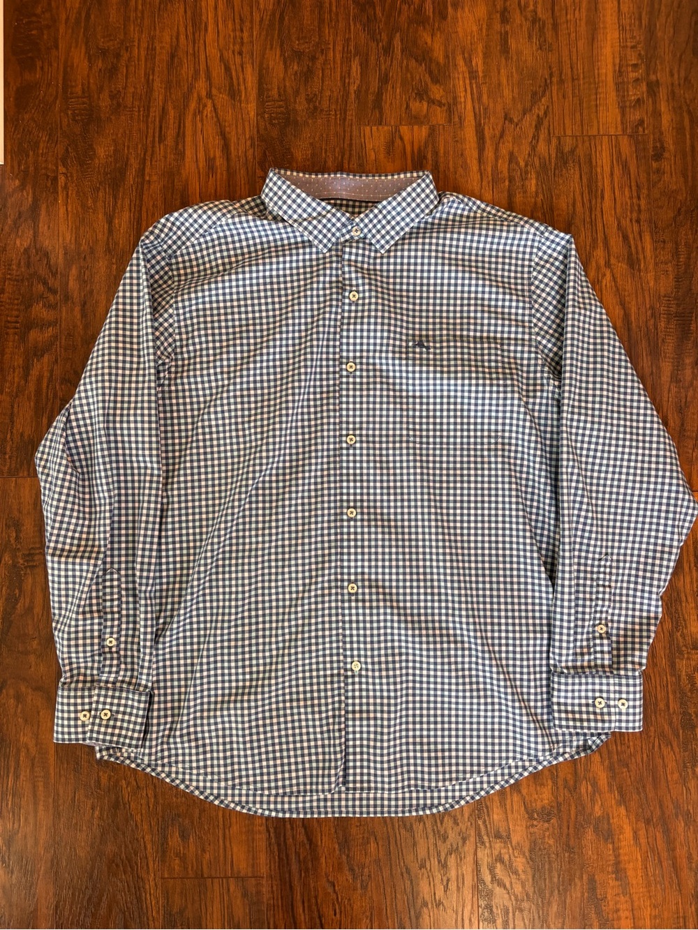 Tommy Bahama Island Zone Blue and White Checked Dress Shirt Button Down XXL 2XL